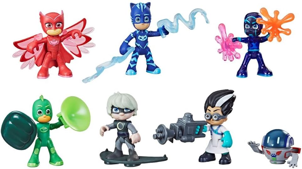 PJ Masks Hero and Villain Figure Set Preschool Toy, 7 Action Figures with 10 Accessories, Ages 3 and