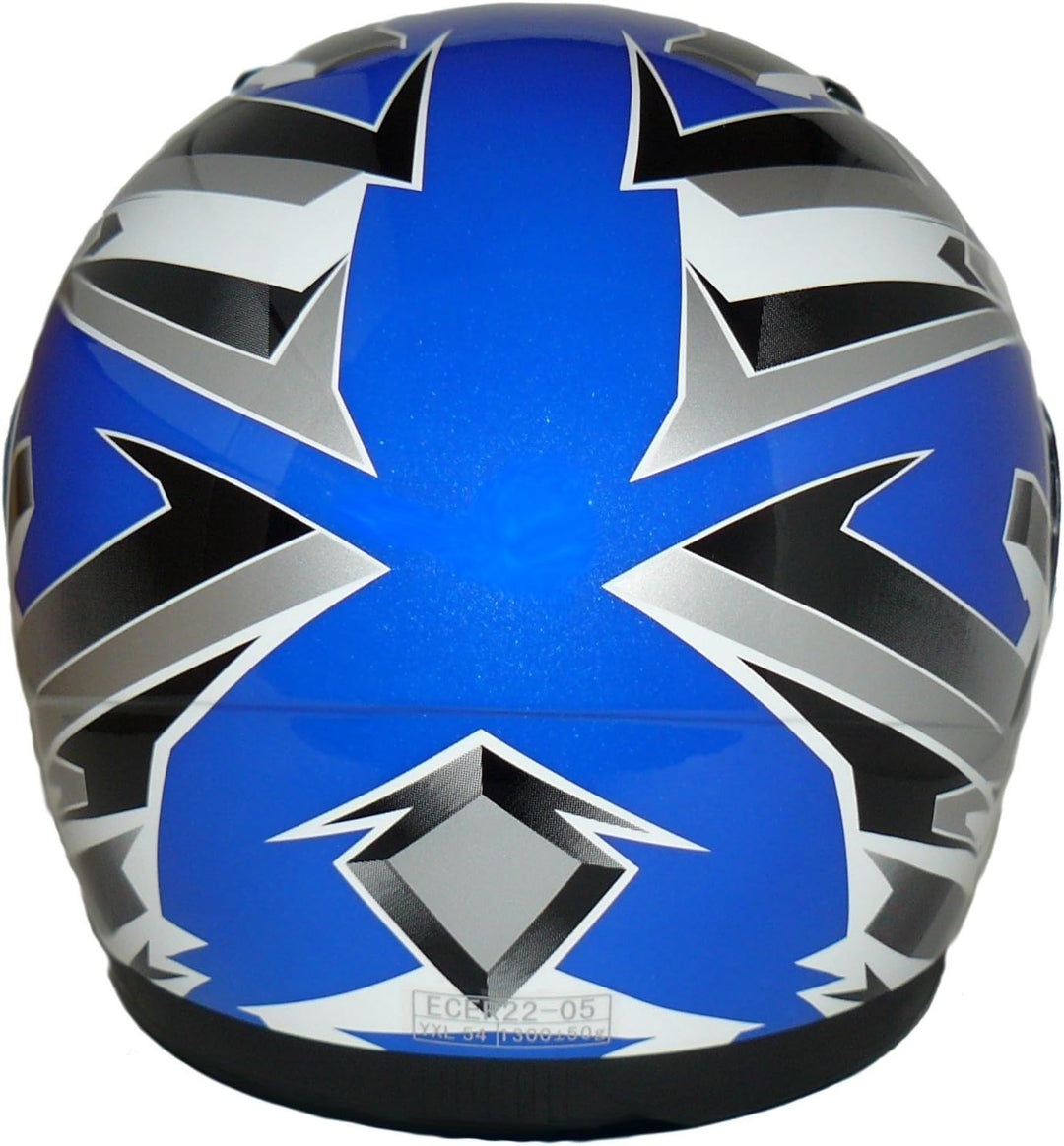 Protectwear SA03-BL-XXS Kinder Motorradhelm, Integralhelm, Grösse XXS (Youth M), Blau/Silber XXS (Yo