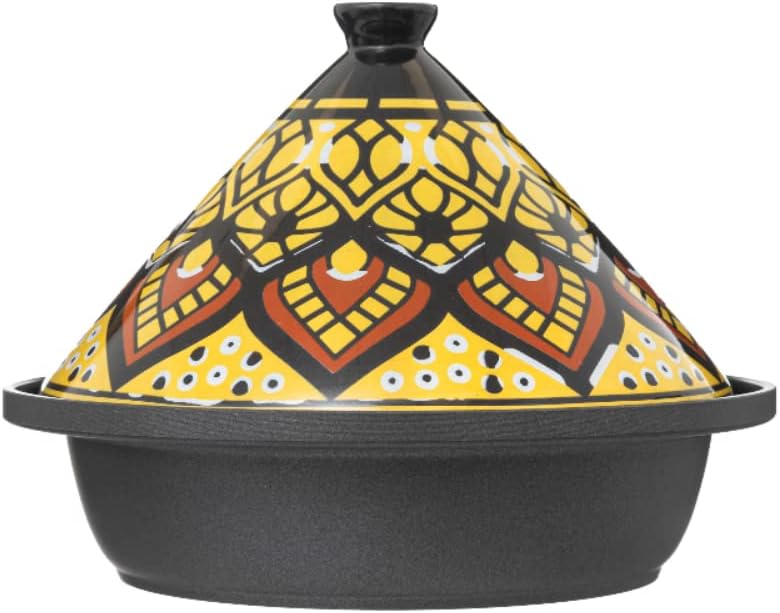 WEB2O Tajine Induktion und Glaskeramik, traditionell, Edelstahl, Gelb, 30,20 x 30,2 x 23 cm