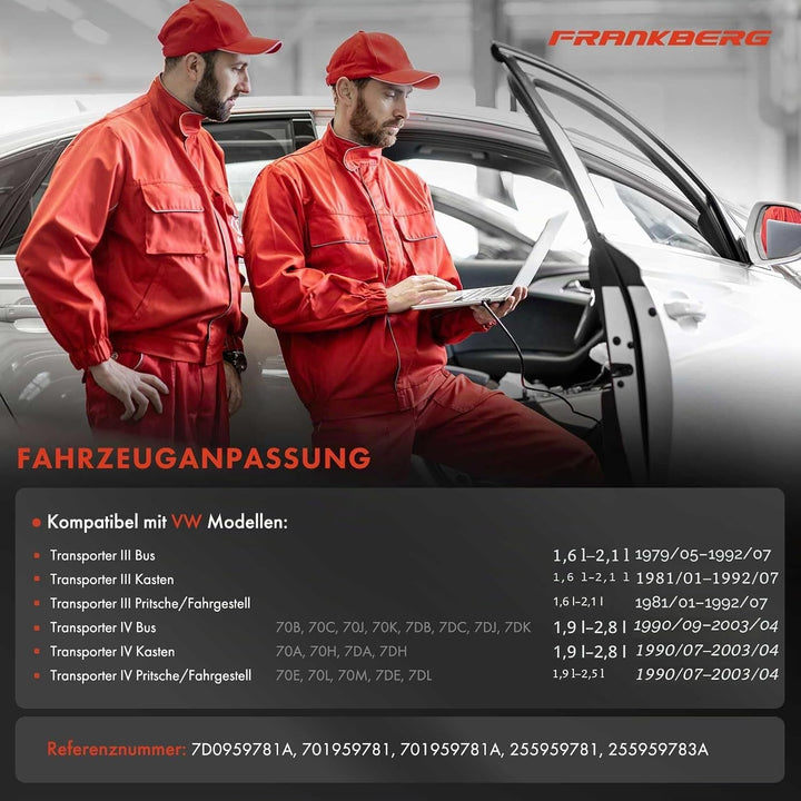 Frankberg 4x Stellmotor Zentralverriegelung ZV 4-Polig Kompatibel mit Transporter III Kasten Pritsch