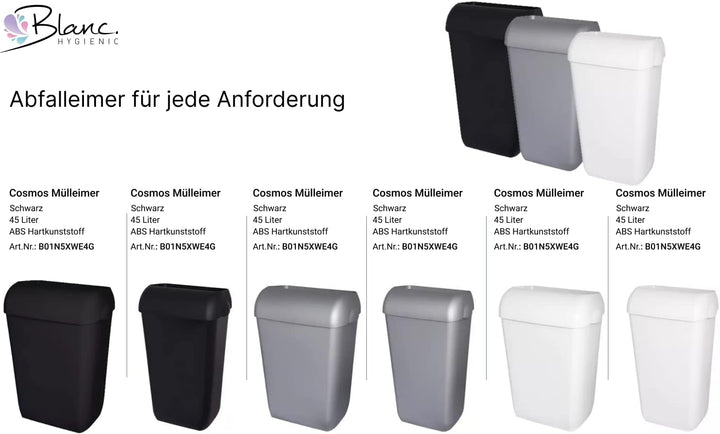 Blanc HYGIENIC Abfallbehälter Premium BIN – Mülleimer mit abnehmbarem Deckel, Abfalleimer 25 Liter,