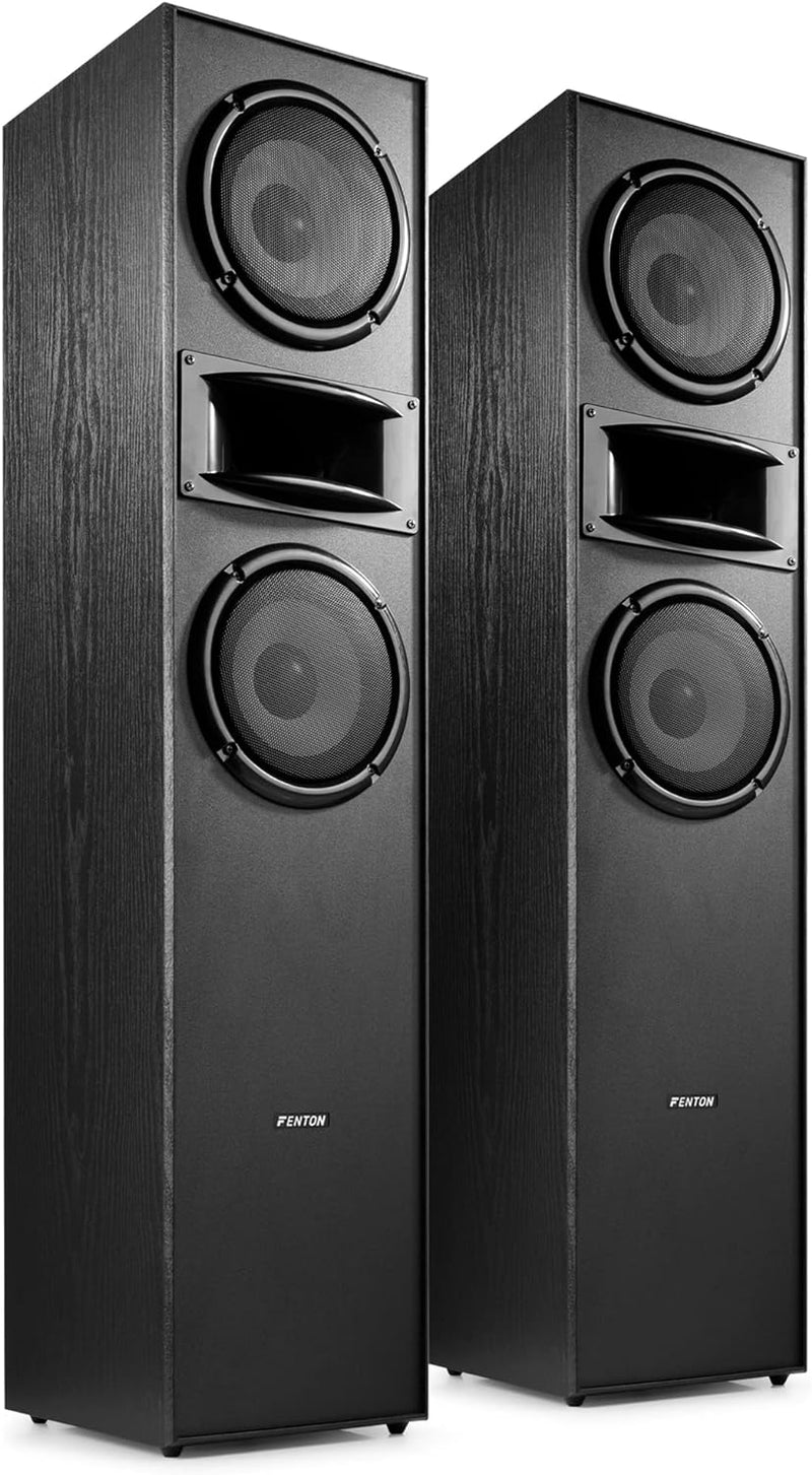 Fenton SHF700B - Standlautsprecher Paar, HiFi Lautsprecher Stereo Set, 400 Watt Standlautsprecher 3-