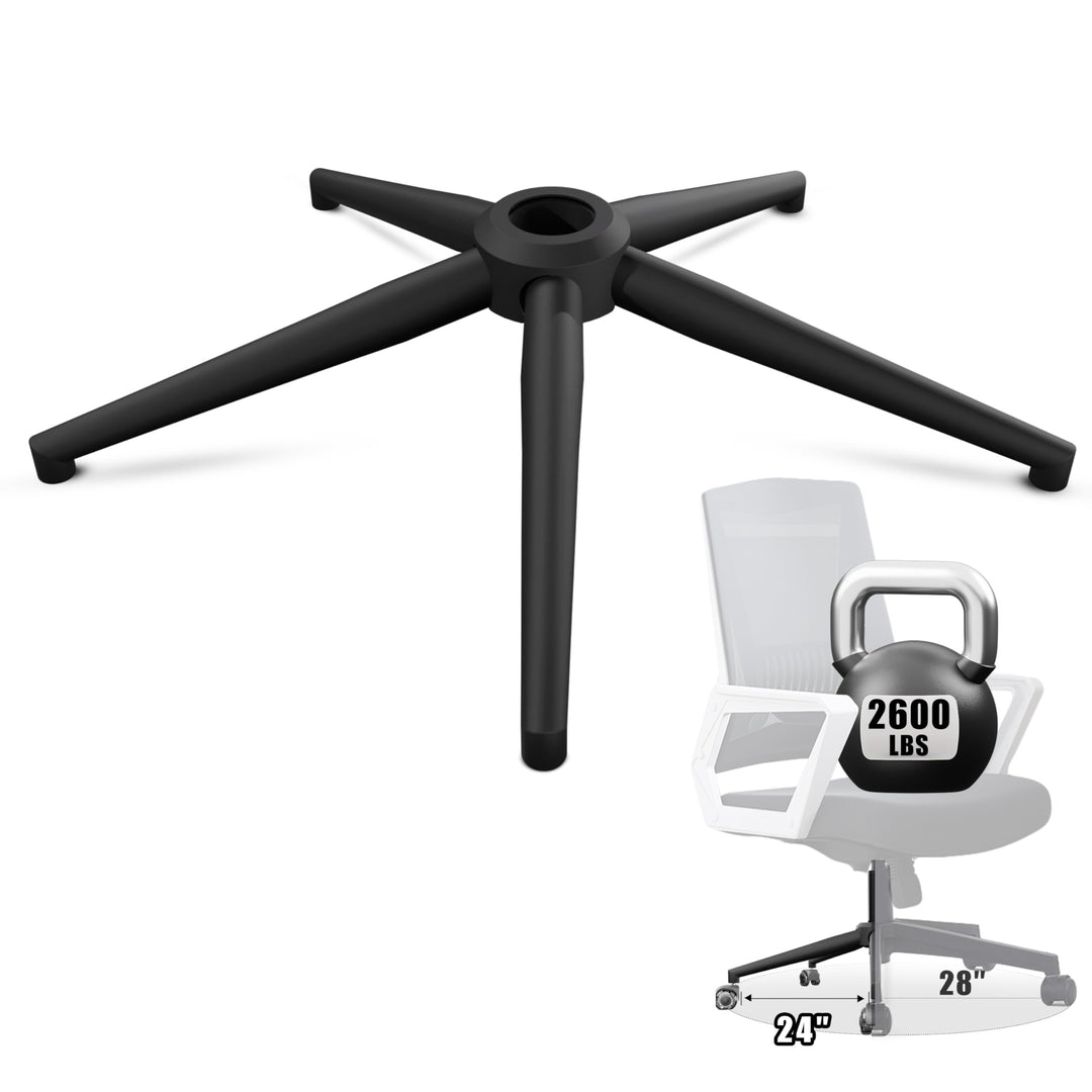 Sytopia Bürostuhl-Fusskreuz 24 Zoll/60 cm - Schwarz, Robustes 5-Sterne-Metalluntergestell, Drehstuhl