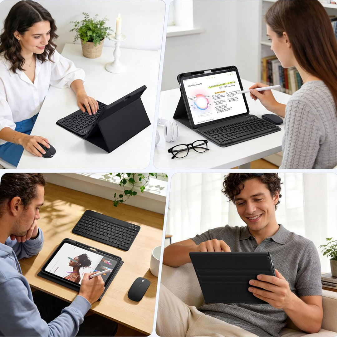 drivego Tastatur Hülle mit Maus for iPad A16 11/10 Generation (11/10.9 Zoll 2025/2022), Bluetooth Ma