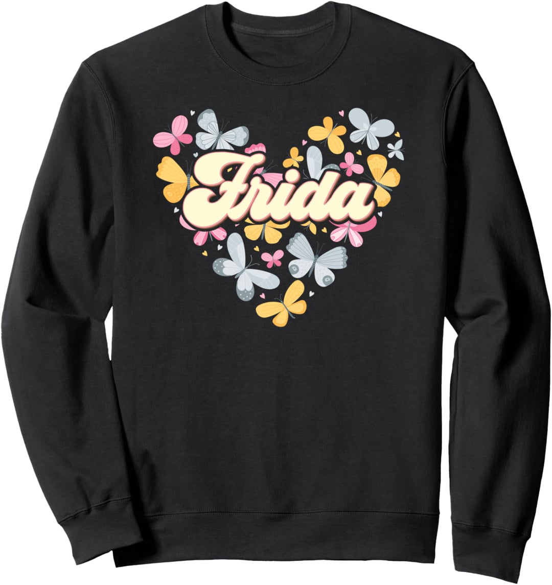 Frida Retro Vintage Schmetterling Vornamen Namen Sweatshirt