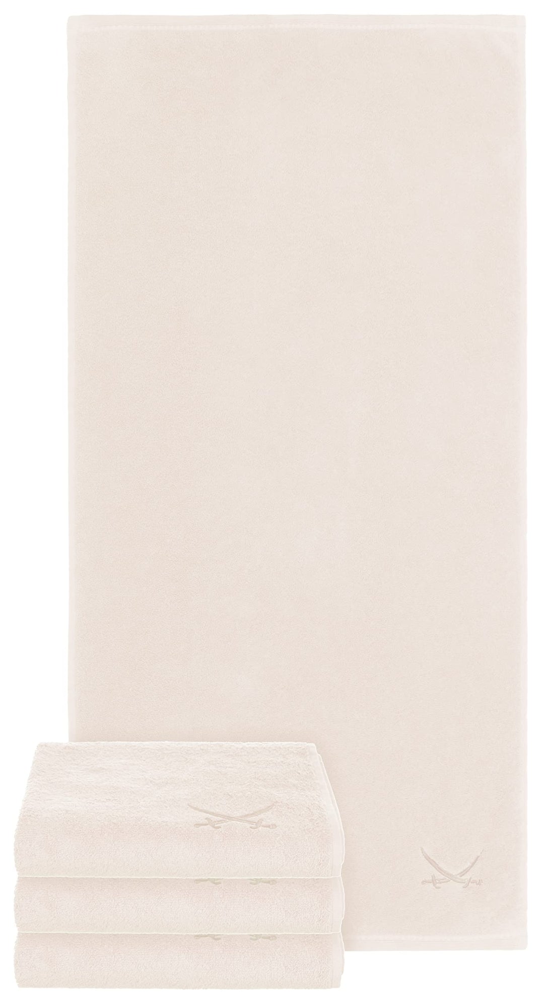 Sansibar Handtuch mit gesticktem Säbel Logo Badtuch 100% Baumwolle 50x100 cm (4er Set, Sand) 4er Set