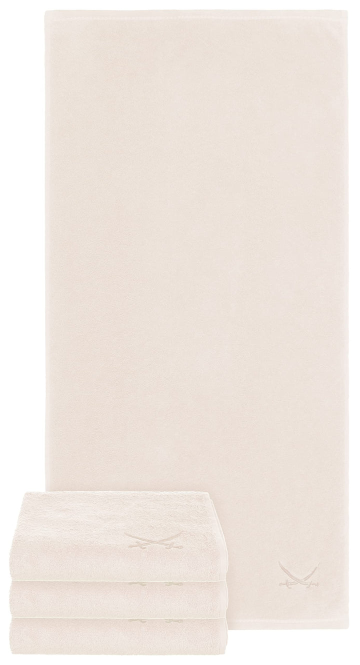 Sansibar Handtuch mit gesticktem Säbel Logo Badtuch 100% Baumwolle 50x100 cm (4er Set, Sand) 4er Set