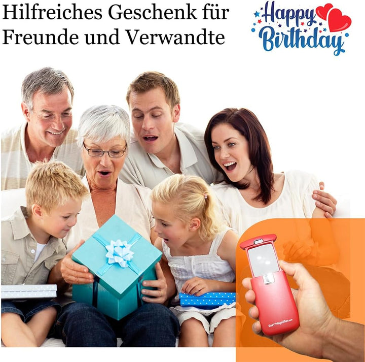 EasY Magnifier Leselupe 3,0fach Mit Hellem LED Licht; Taschen Lupe Mit Geschützter Acryl Linse; Bele