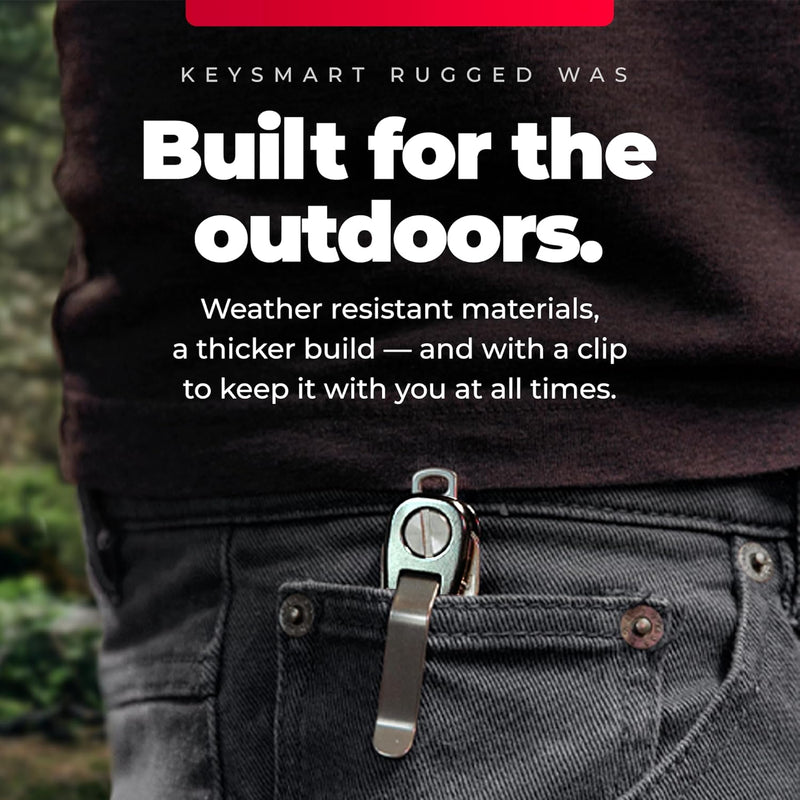 KeySmart Rugged - Multi-Tool Schlüsselhalter mit dem Flaschenöffner und Taschen Clip (bis zu 14 Schl