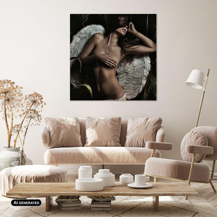 ARTTOR Bilder auf Leinwand 70x70cm Leinwandbild Engel Schönheit Körper Gross Wanddeko Bild Schlafzim