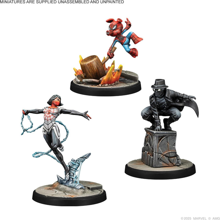 Asmodee, Marvel: Crisis Protocol – Silk, Spider-Ham & Spider-Man Noir, Character Pack, Atomic Mass G