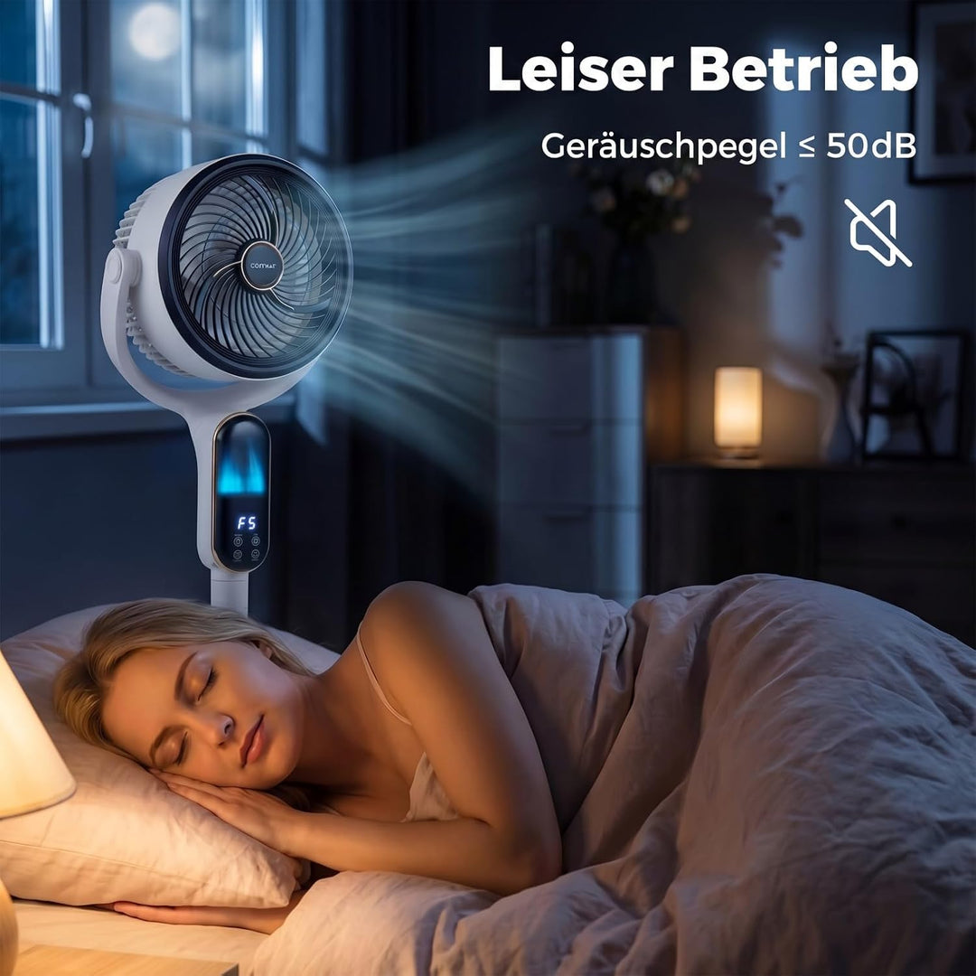 COSTWAY Standventilator leise mit Fernbedienung, 54-96 cm höhenverstellbar | Bodenventilator mit 8 S
