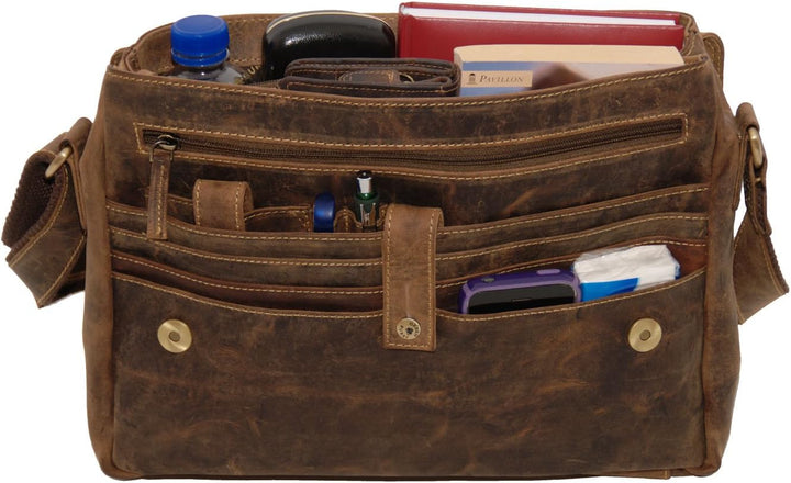 Greenburry VINTAGE 1731-25 A4 Leder Umhängetasche Messenger Schultertasche - by ModaStore de