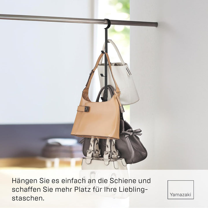 Yamazaki 7648 SMART Hängender Kleiderschrank-Organizer, schwarz, Stahl, Minimalistisches Design, 6 x