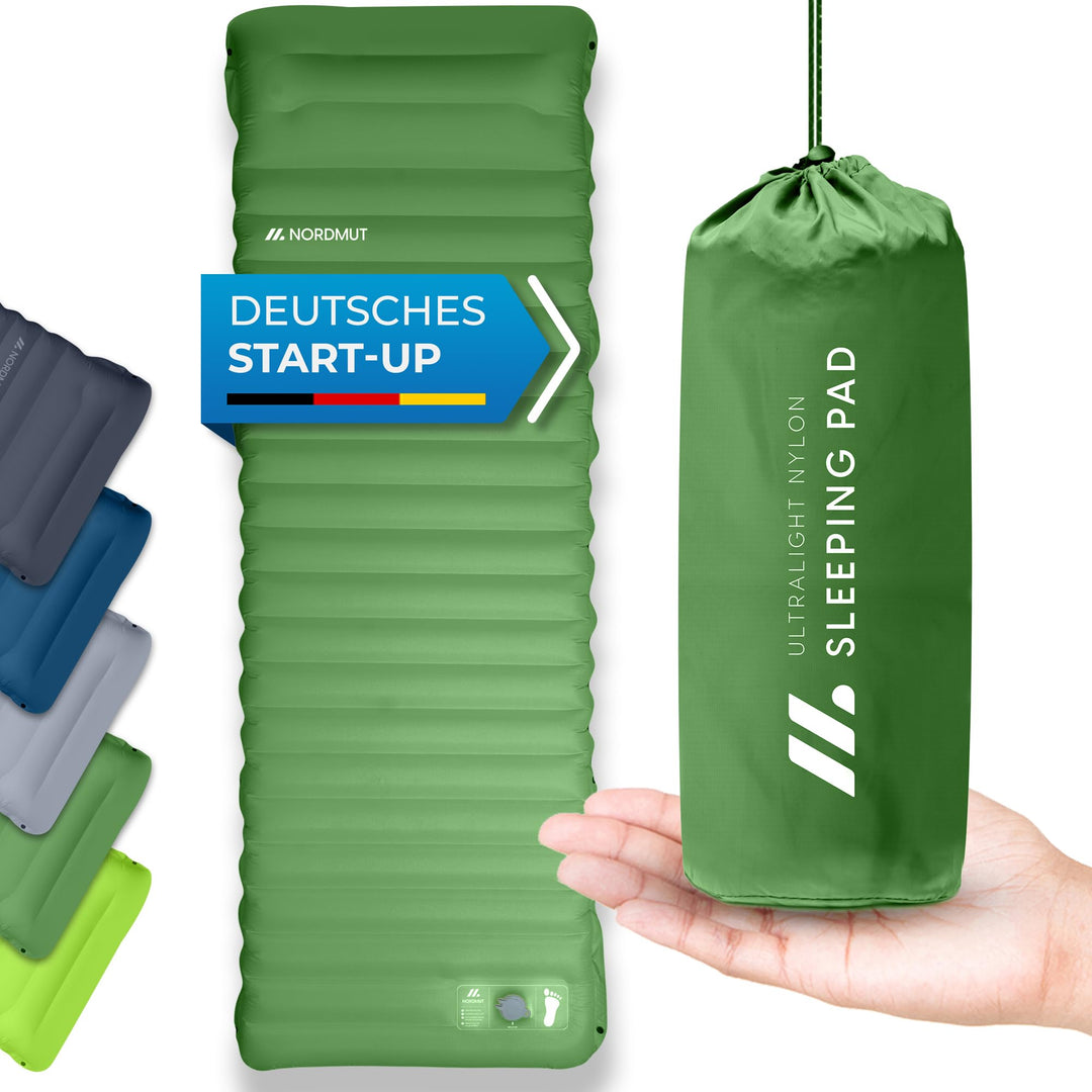 NORDMUT® Isomatte Schnellaufblasend mit integrierter Fusspumpe 10 cm - Isomatte Camping mit kleinem