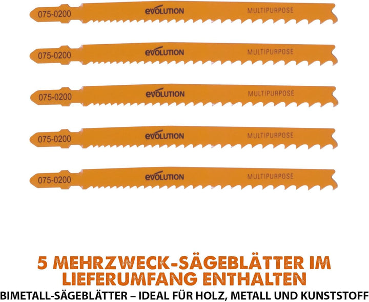 Evolution Power Tools R90JGS-Li Akku-Stichsäge – 5 Mehrzweck-Sägeblätter im Lieferumfang enthalten K