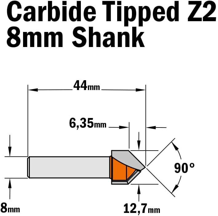 CMT Orange Tools 915.127.11 V (90) HM – Fräser Steckplätze S 8 D 12.7 x 12.7