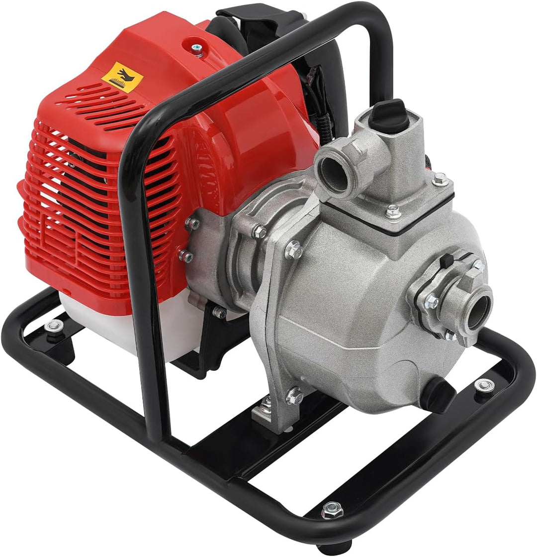 Benzin Wasserpumpe 2-Takt Motor 43cc 1.25KW (1.7PS) • Tragbare Hochleistungs-Gartenpumpe • 10m³/h Du