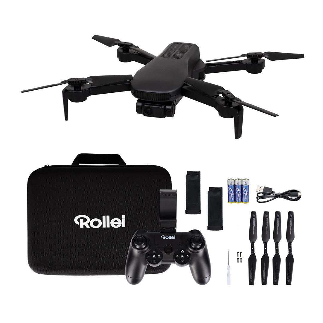 Rollei Fly 80 Combo Drohne, WiFi-Live-Bild Übertragung, 6-Achsen Gyroskop, Full-HD-Kamera, lange Flu