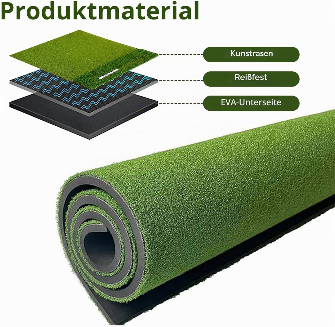 150 x 120cm Golf Abschlagmatte, mit 40mm Rough &amp; 16mm Fairway Turf, 10mm Eva Polsterung, Dual Tee- &amp;