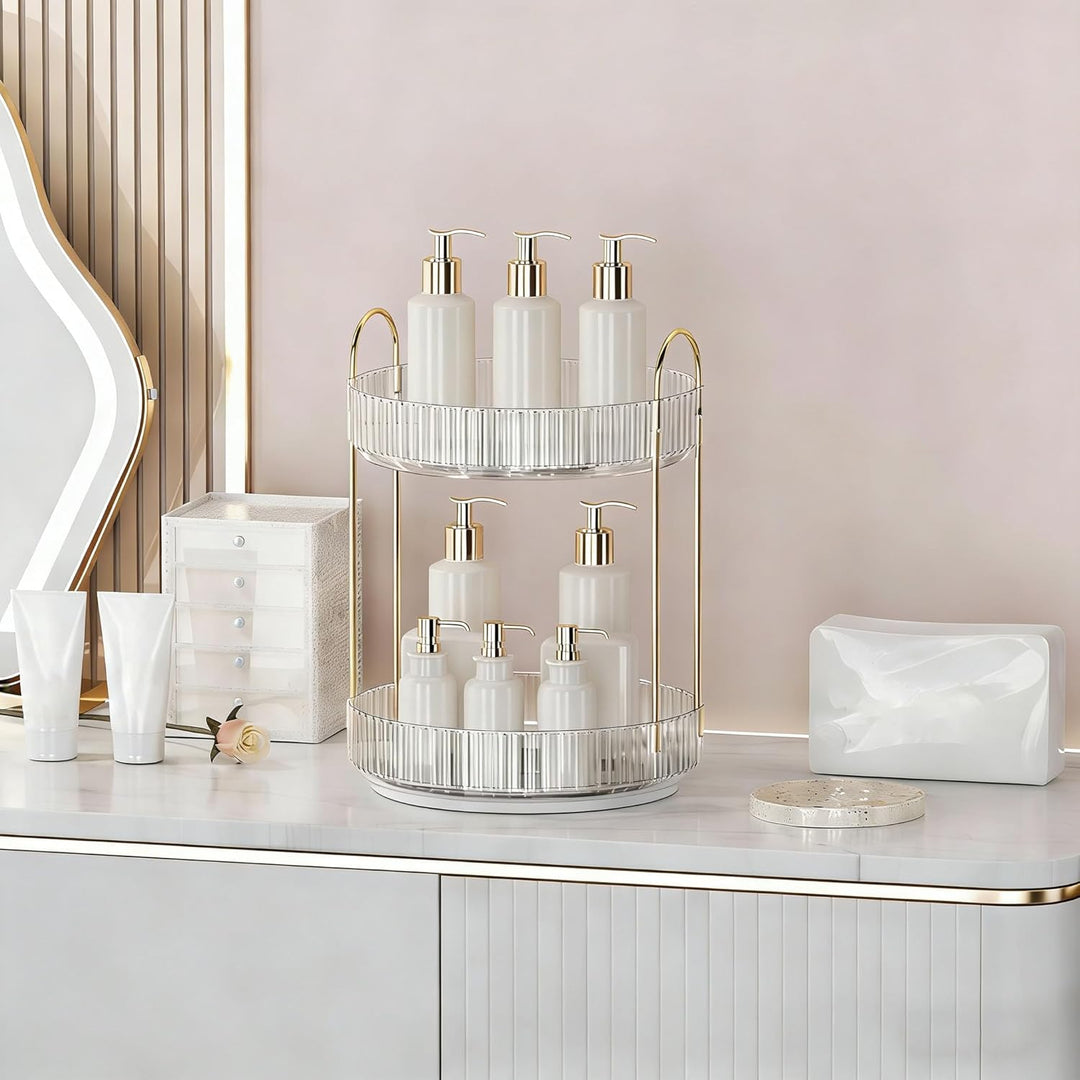 Make Up Organizer, 360° Drehbar Grosse Kapazität Kosmetik Organizer, Multifunktionaler Kosmetik Aufb