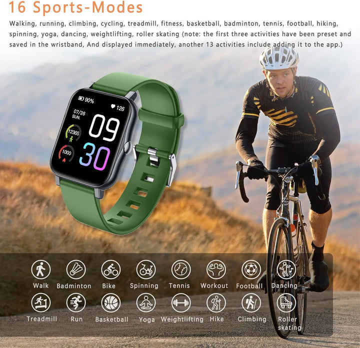 MicLee Damen Herren 1.69 Zoll Smartwatch Fitness Armband Fitness Tracker Schrittzähler Uhr Musiksteu