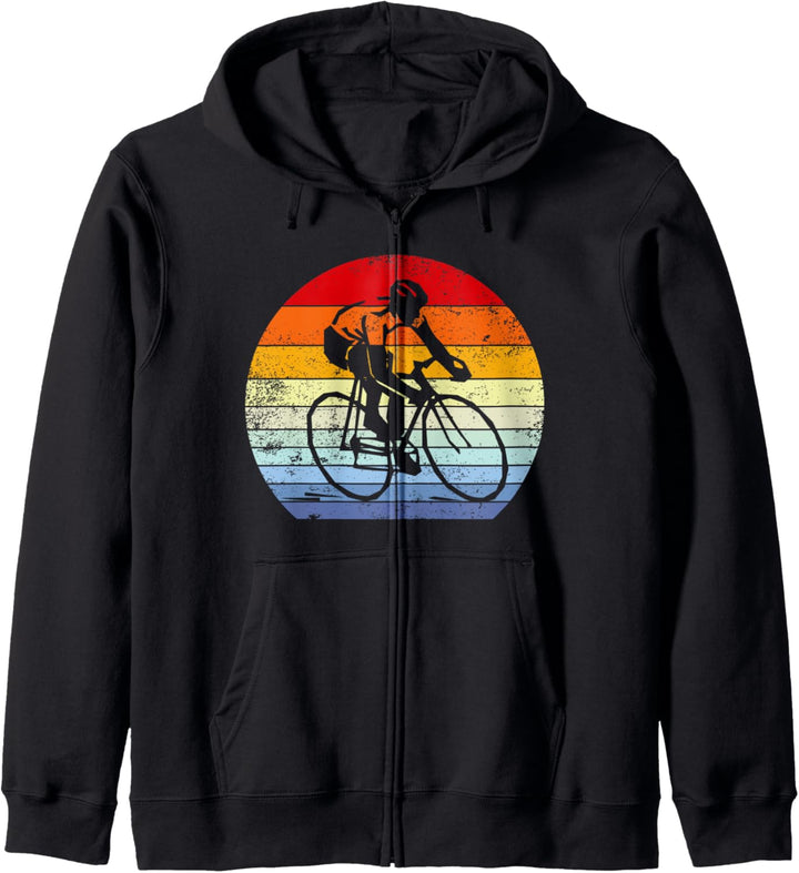 Cyclist Retro Sunset Vintage Style Road Racing Tour Cycling Kapuzenjacke