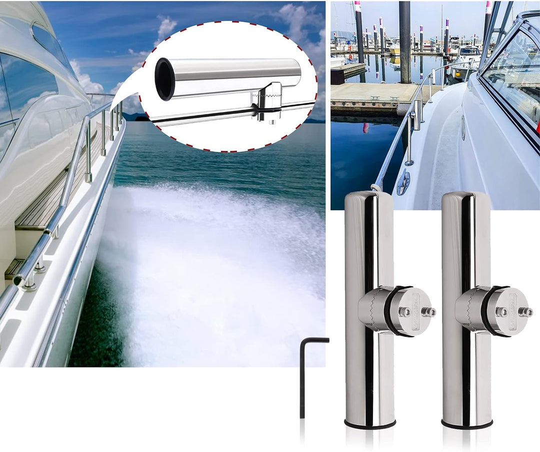 KAOLALI Rutenhalter Edelstahl 2 Stück für Boote Yachten Fischerboot Stil 1(2 Stück), Stil 1(2 Stück)