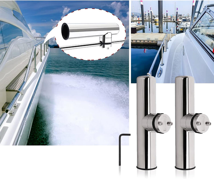 KAOLALI Rutenhalter Edelstahl 2 Stück für Boote Yachten Fischerboot Stil 1(2 Stück), Stil 1(2 Stück)