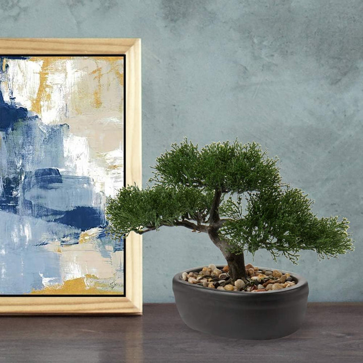Briful Kunstbonsai Naturgetreue Künstliche Pflanze Kunstbaum Bonsai Zeder Kiefer Podocarpus Plastik