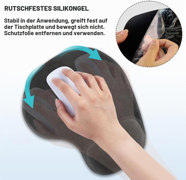 JTgugu Ergonomisches Mauspad &amp; Tastatur unterlage mit Handballenauflage, Memory Foam Wrist Rest Set,