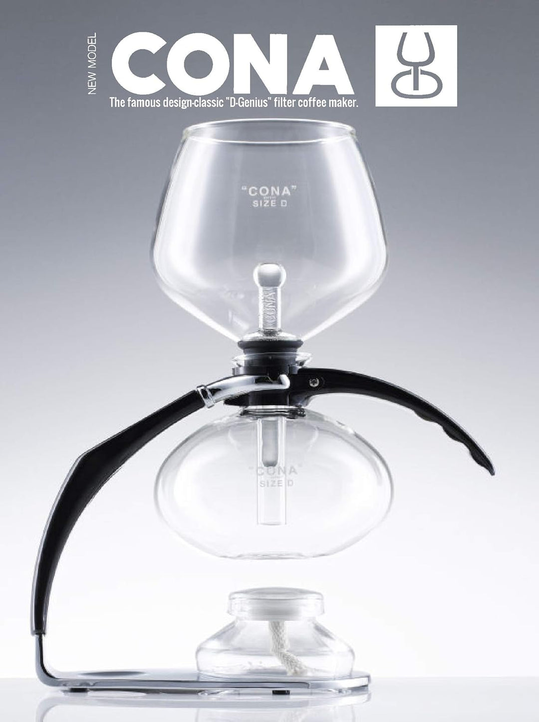 CONA Coffee Maker, 2022 'Size D-Genius All-Glass' für 6-8 Tassen oder