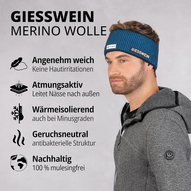 GIESSWEIN Ski Austria Headband Weisshorn - Merino Stirnband Damen Winter gefüttert, Fleece Stirnband