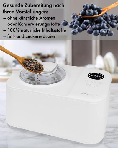 Clatronic Profi-Eismaschine mit Kompressor inkl. Timer, Ice Cream Maker für Eis, Sorbet und Frozen Y