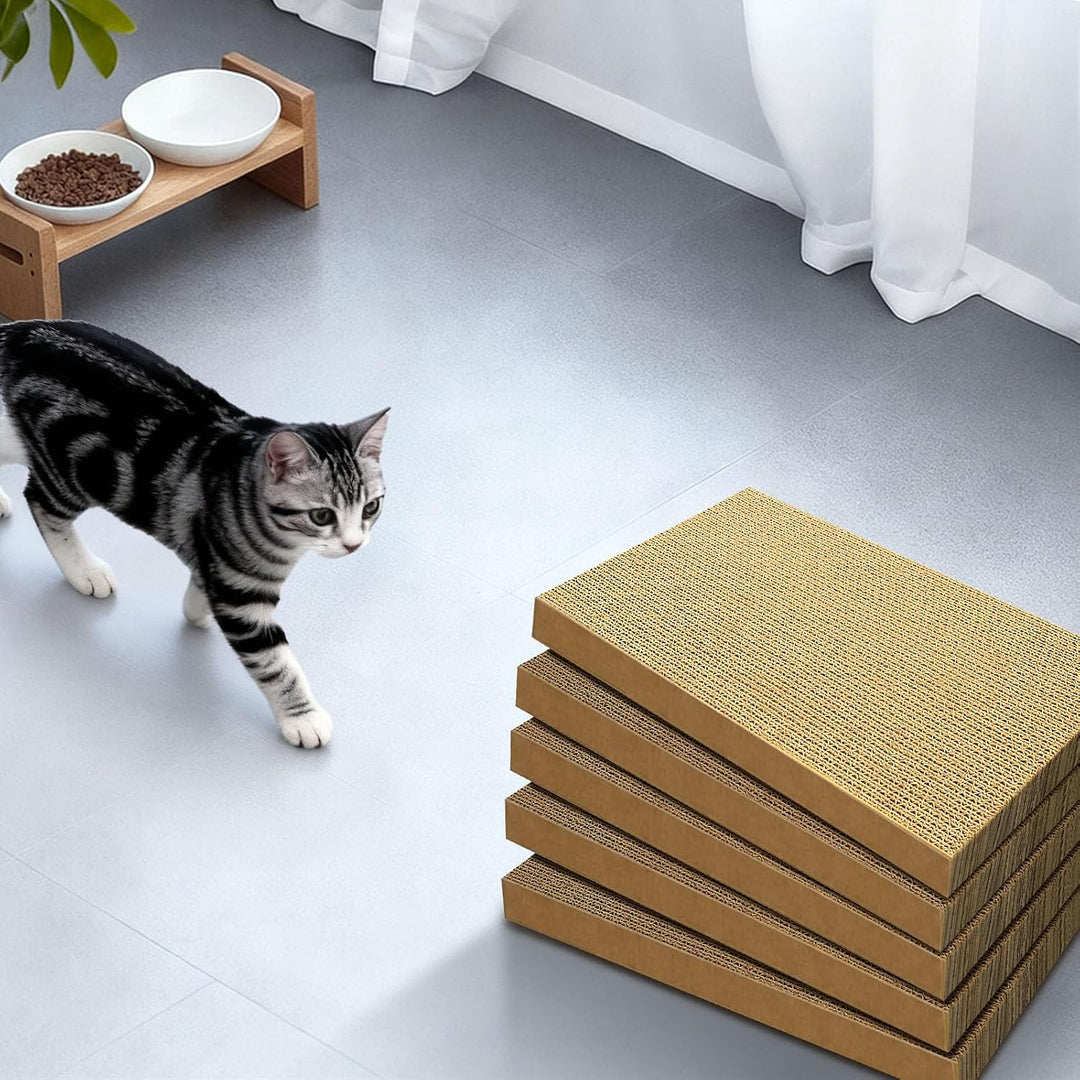 Kratzpappe für Katzen, 5er-Pack Ersatzpads aus Wellpappe, grosses Kratzbrett für Wohnungskatzen und