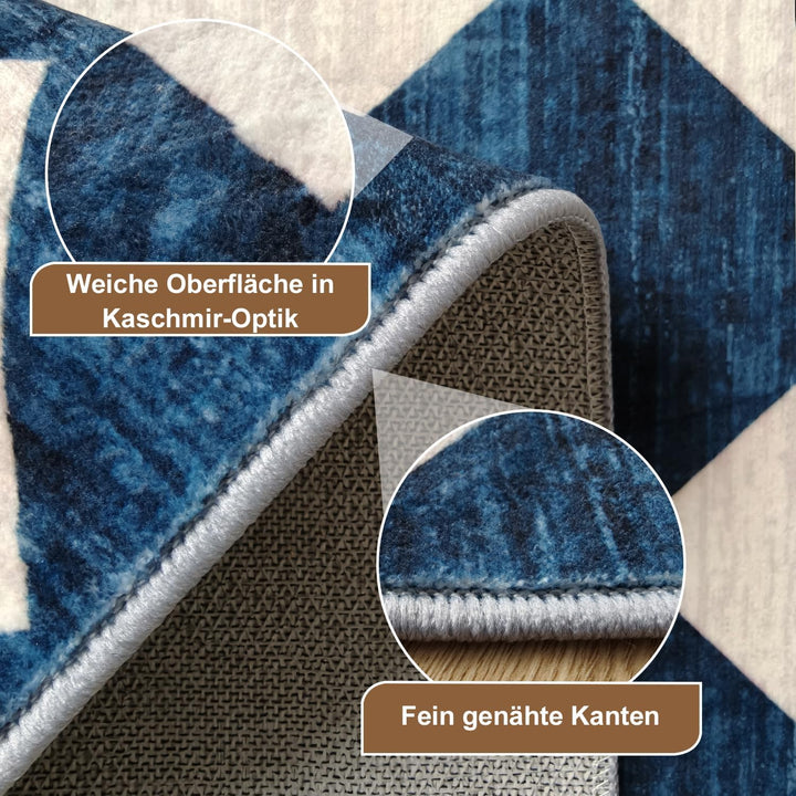 WTHYGB Teppich Läufer 60 x 120 cm, rutschfest Waschbar Teppichläufer, Küchenläufer Geometrie Design