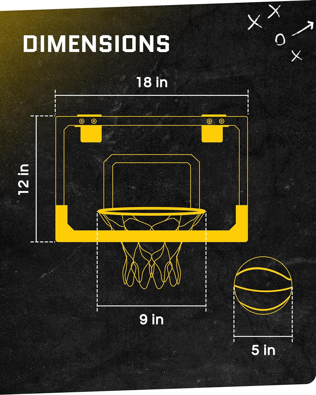 SKLZ Unisex Glow in The Dark Mini Basketball Hoop, White/Black, Standard (18" x 12")