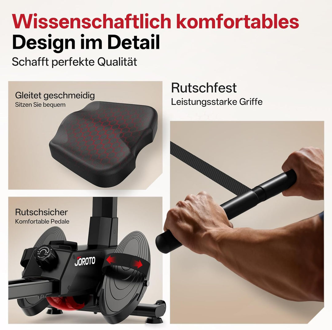 JOROTO Rudergerät für Zuhause, 16 Magnetwiderstand, Ultra-leises Magnetisches Rudergerät mit Kinomap