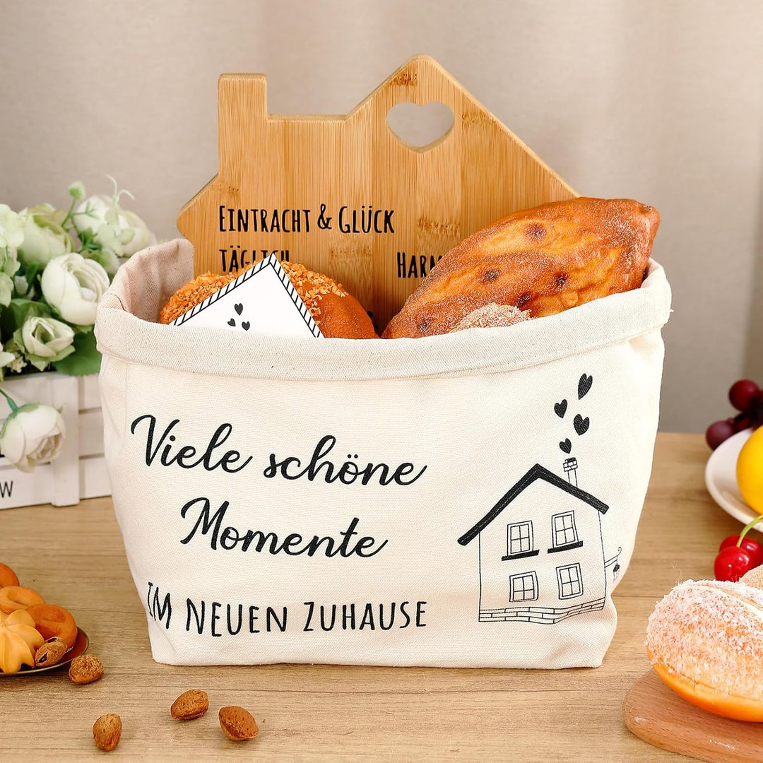 Sinmoe Geschenkidee zum Einzug Brotkorb Schneidebrett mit Glückwunschkarte zum Einzug Einzugsgeschen
