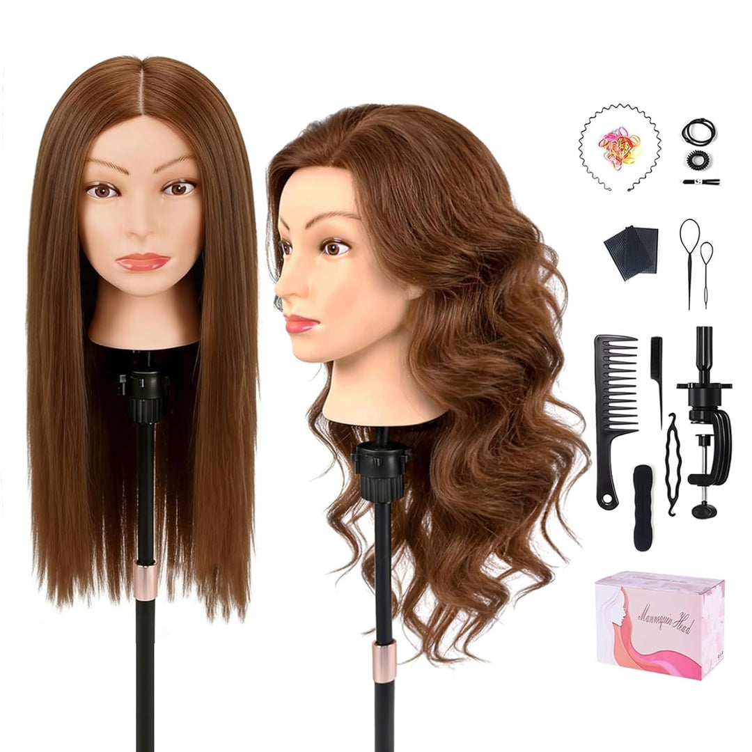 Frisierkopf 100% Echthaar Friseurkopf, TopDirect Übungskopf 22 Zoll 55cm Echthaar Kopf, Frisieren Tr