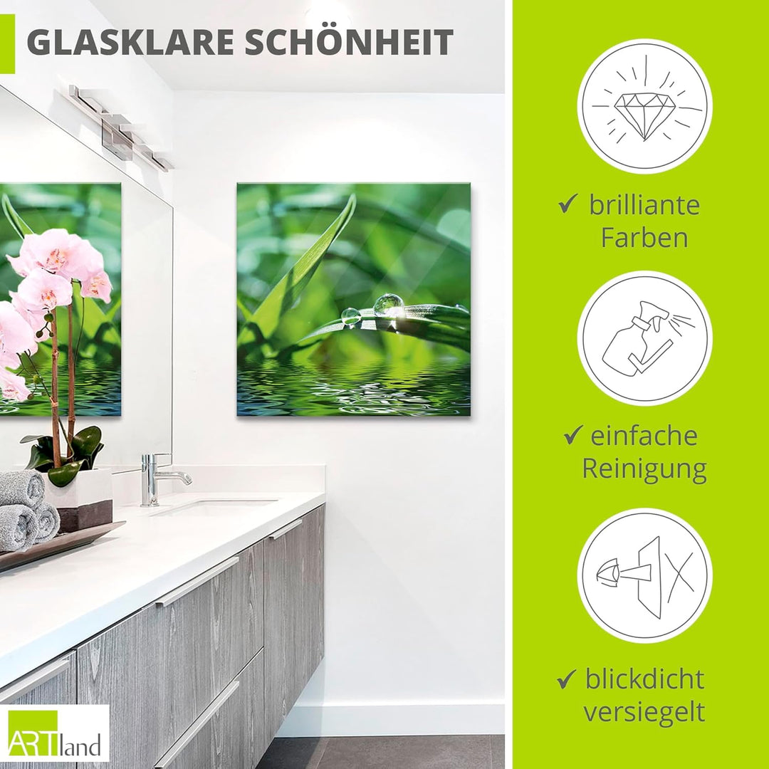 ARTland Glasbilder Wandbild Glas Bild einteilig 40x40 cm Quadratisch Natur Botanik Pflanzen Gräser W