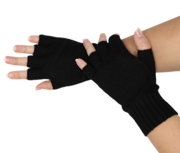 Prettystern Unisex Kaschmir-Wolle Halbfinger kurzfingerhandschuhe Fingerlinge Handschuhe für Damen: