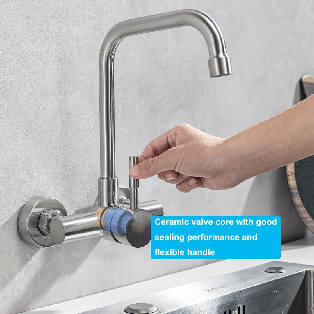 ONECE Wandmontage Küchenarmatur mit 11 cm Lochrabstand, Wasserhahn in Wand | Wandarmatur Küche aus E