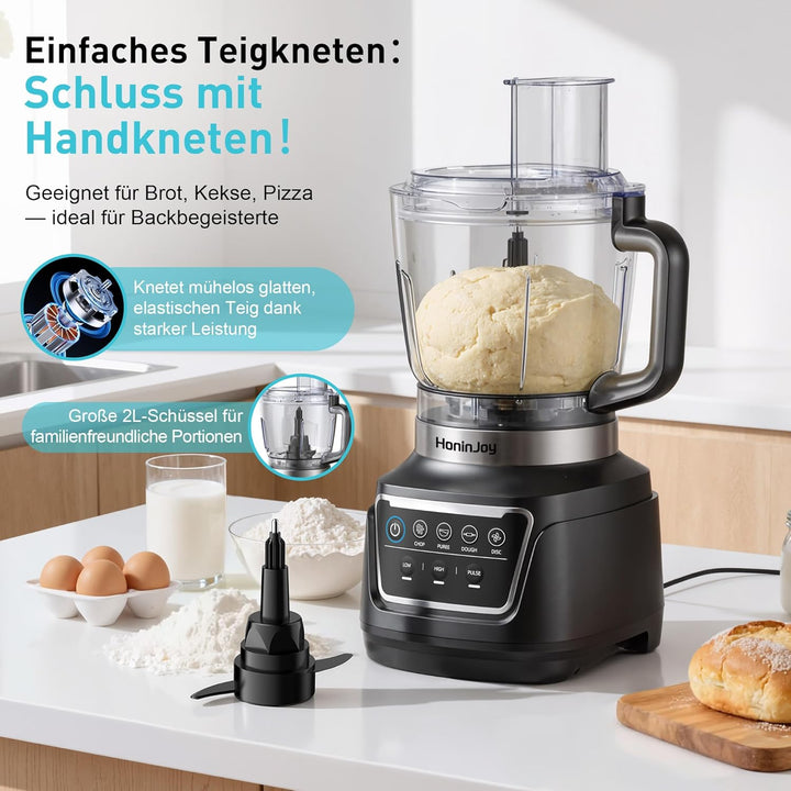10-in-1 küchenmaschine und Mixer Kombination,1300w-Kompakt-Küchenmaschine für Schnitzel Universalmes