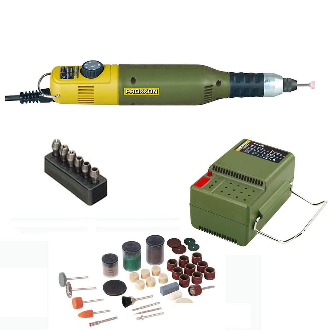 PROXXON MICROMOT Multitool 60 E (Nachfolger 50 E) Set mit Drehzahlsteuerung - inklusive Netzgerät, S