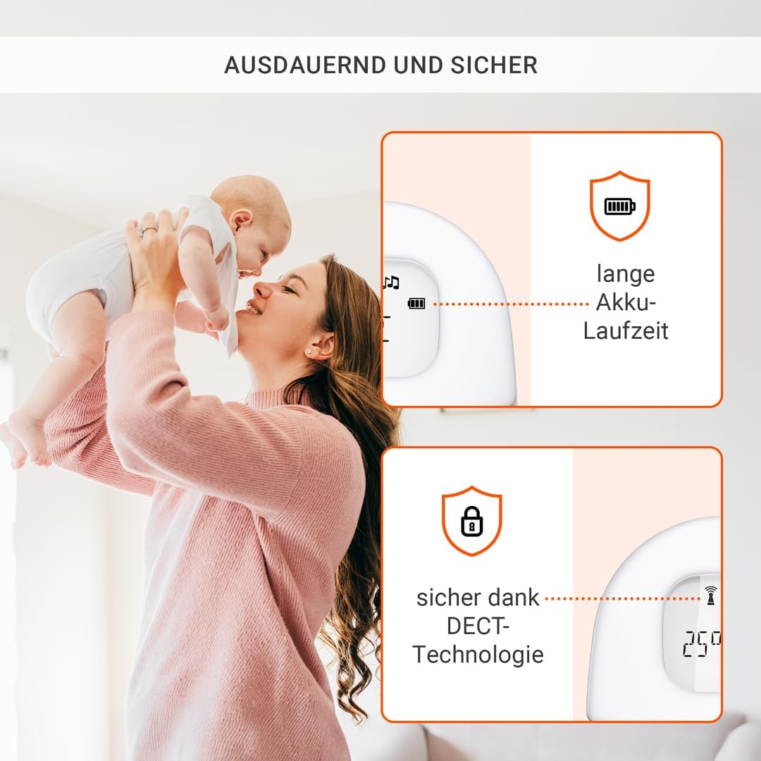 Gigaset Baby 100 Audio – Audio-Babyphone mit DECT-Technologie – Sichere Zwei-Wege-Kommunikation – 30