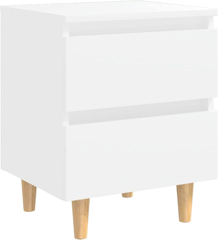 Tidyard Nachttisch mit Schubladen Nachtschrank Nachtkommode Kiefernholz-Beinen 40 x 35 x 50 cm Weiss
