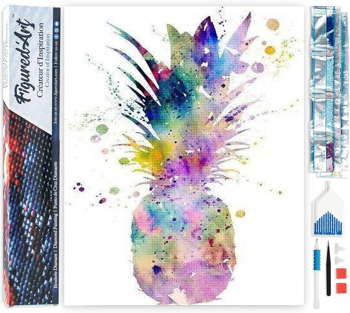 Figured'Art Diamond Painting Erwachsene 40x50cm Ganze Leinwand gerollt Ananas 5D Bilder Eckige Stein