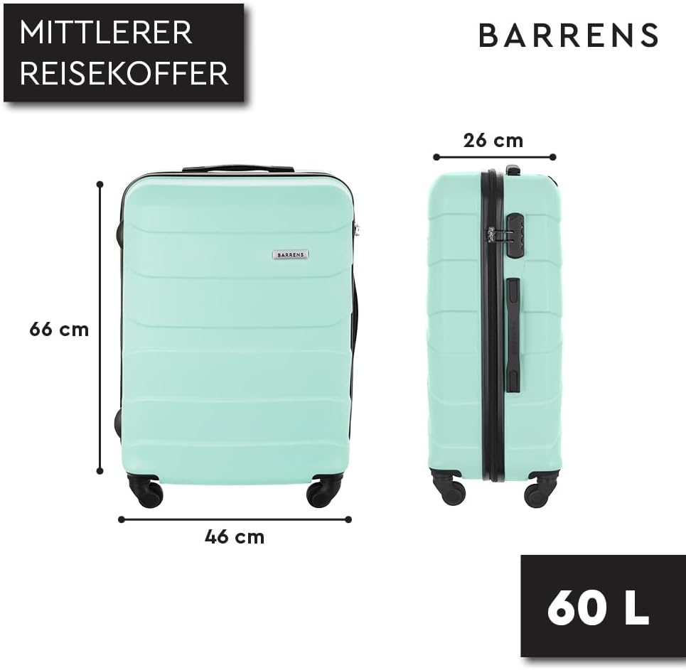 BARRENS Mittel Koffer | Aufgabegepäck | 66x46x26 cm | 60 L | Hochschlagfestes ABS-Material | Chiffri