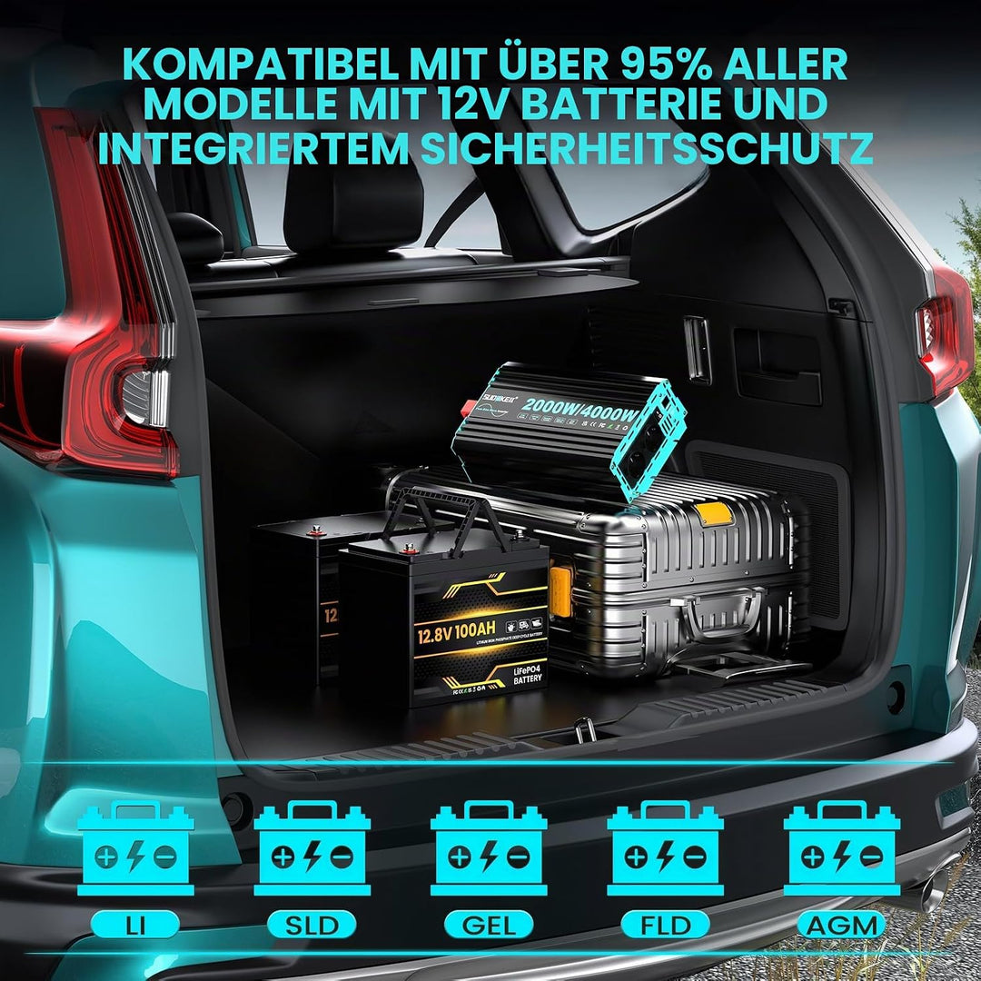 SUDOKEJI 2000W/4000W Wechselrichter Reiner Sinus Spannungswandler 12v auf 230v Power Inverter mit LC